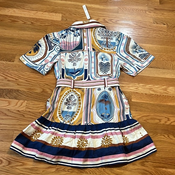 FARM Rio Cerrado Short-Sleeve Belted Linen Mini Dress Size Small NWT - Picture 14 of 15